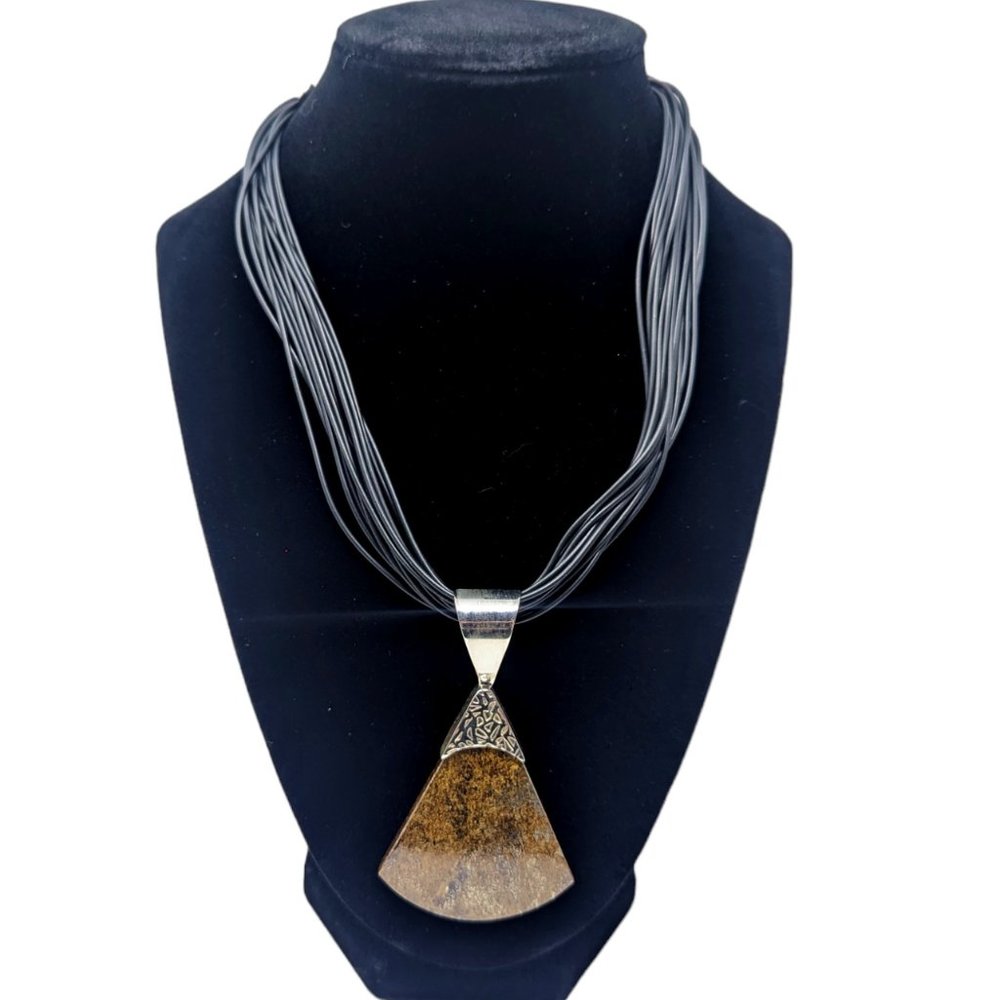 Mine Finds by Jay King Desert Rose Trading Jasper Pendant Sterling Cord Necklace